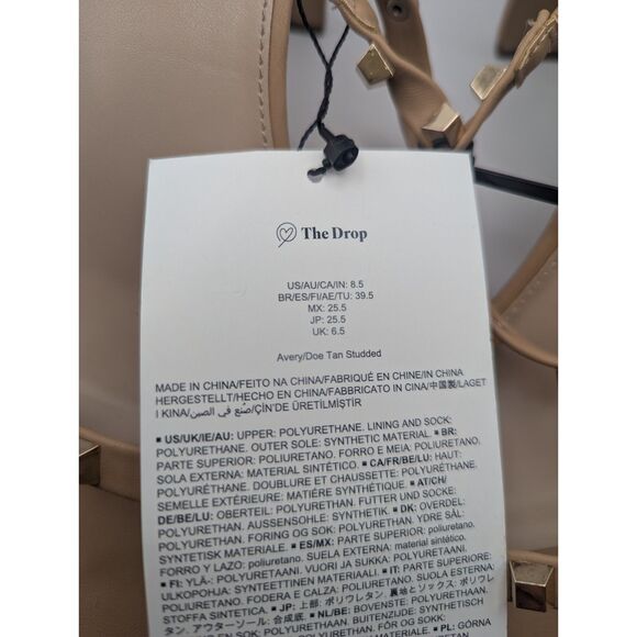 👠 The Drop 8.5 Avery Square Toe Two Strap Studded High Heel NWT - Picture 5 of 5